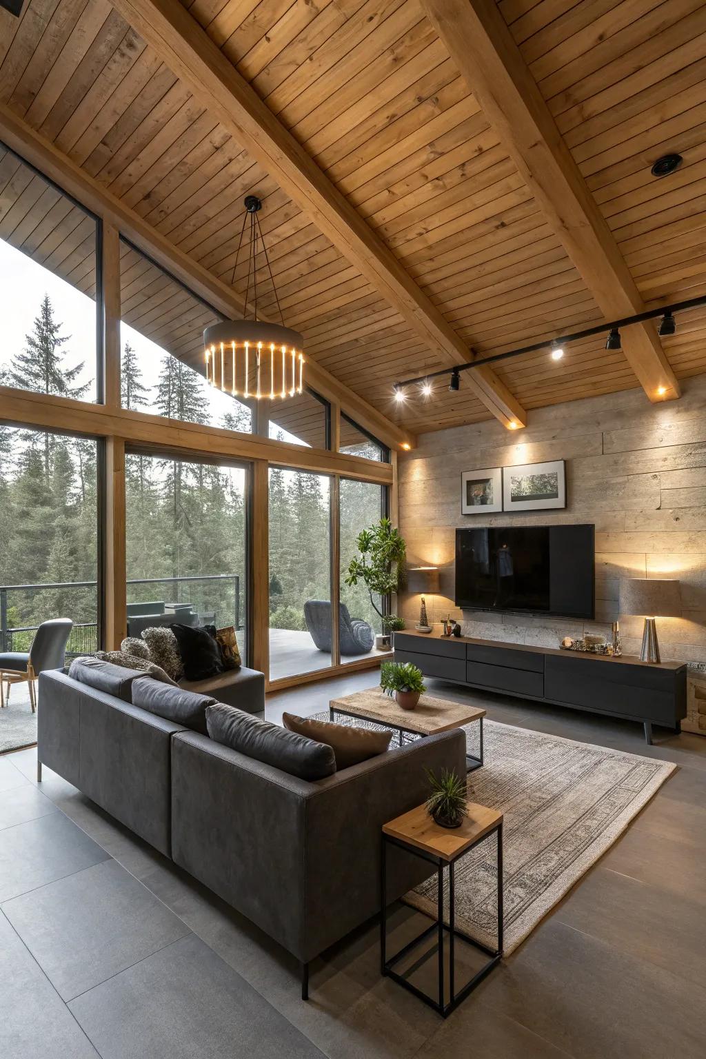 Combined illumination highlights timber ceilings beautifully.