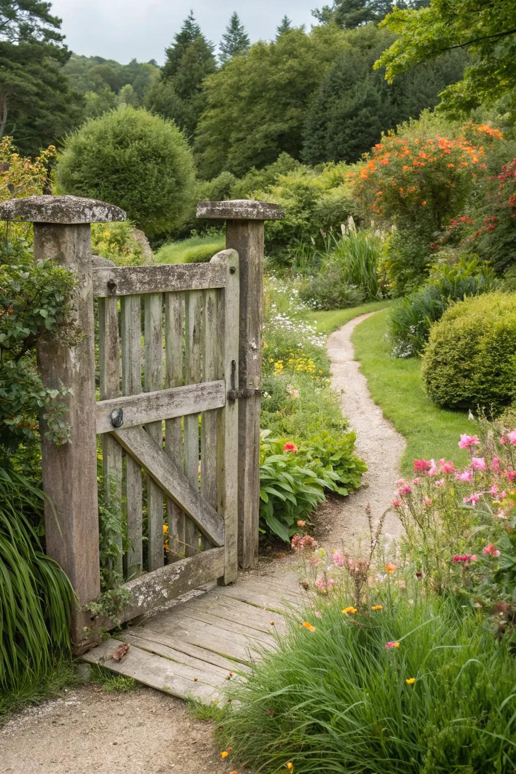 Natural wood gates seamlessly blend with the environment.