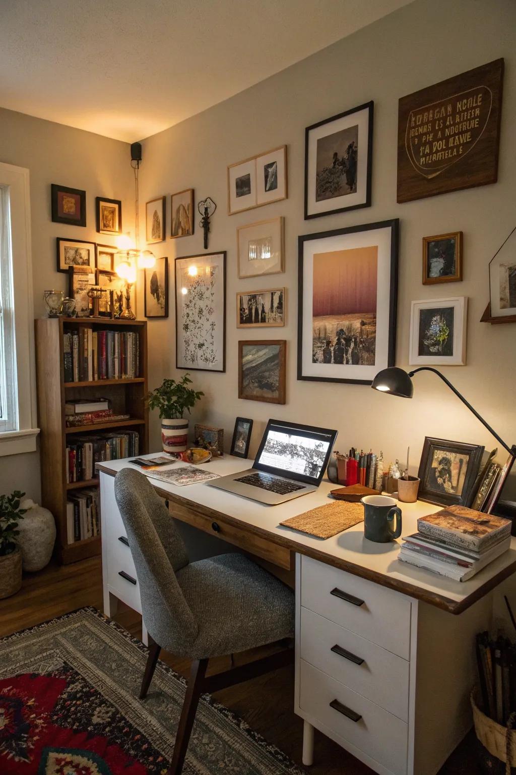 Personal ornamental items add warmth and personality to your workspace.