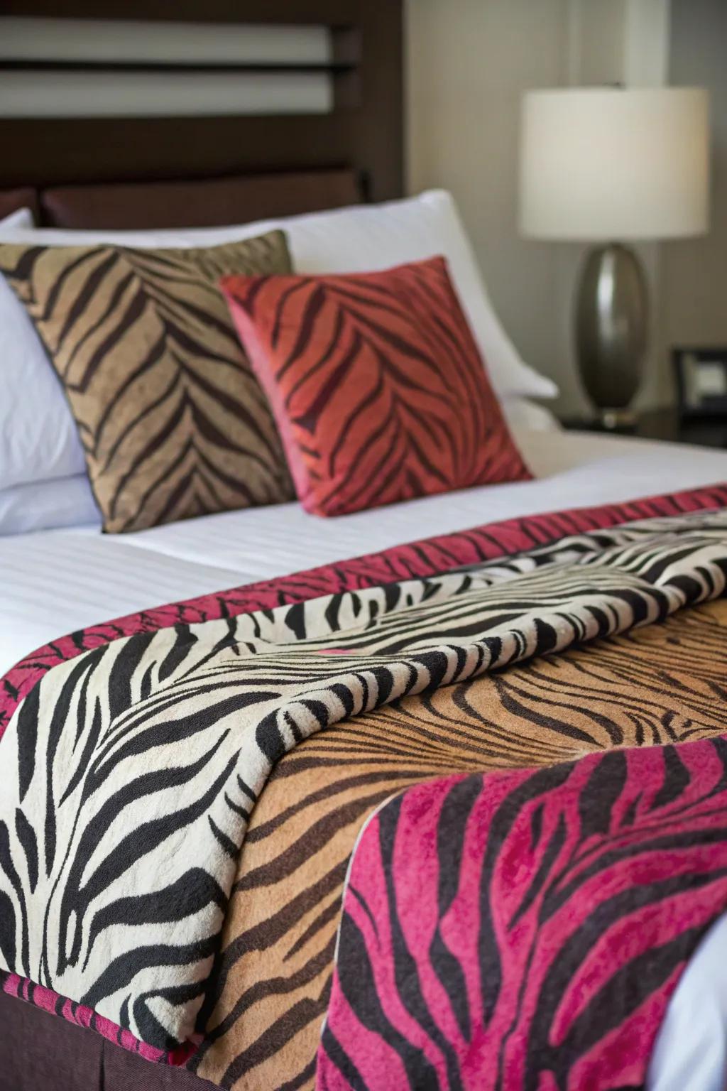 Soft bedding with bold patterns brings a playful vibe to your room.