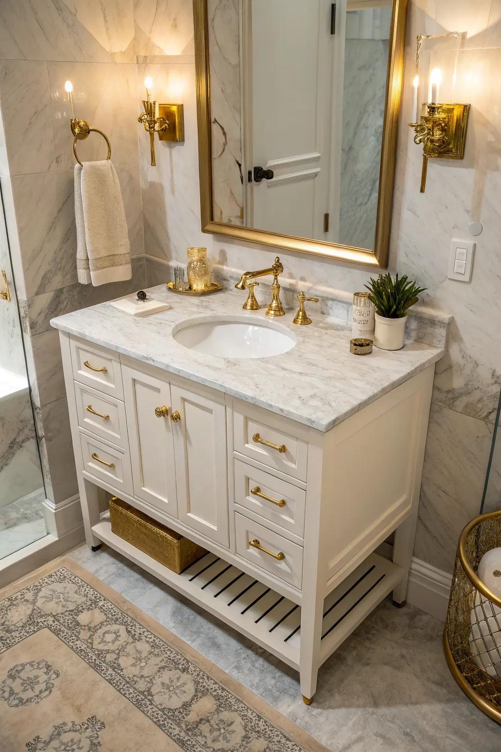 Elevate your bathroom with a luxurious stone countertop.