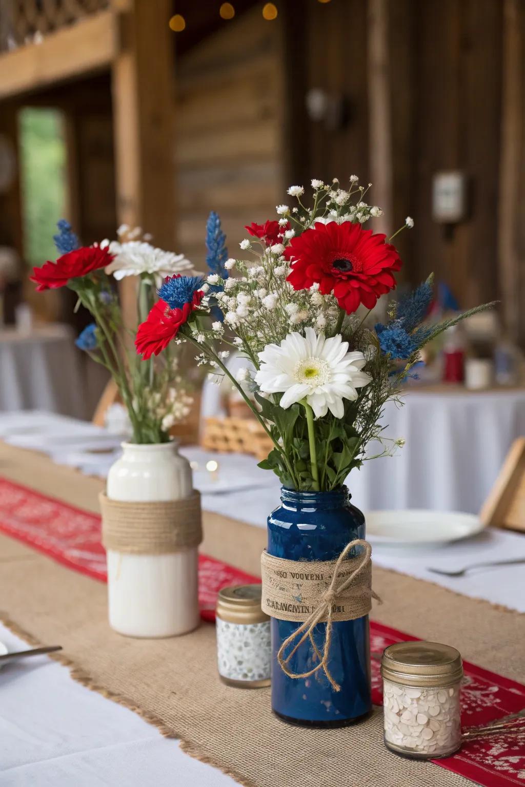 Vintage containers add a rustic charm to your holiday decor.