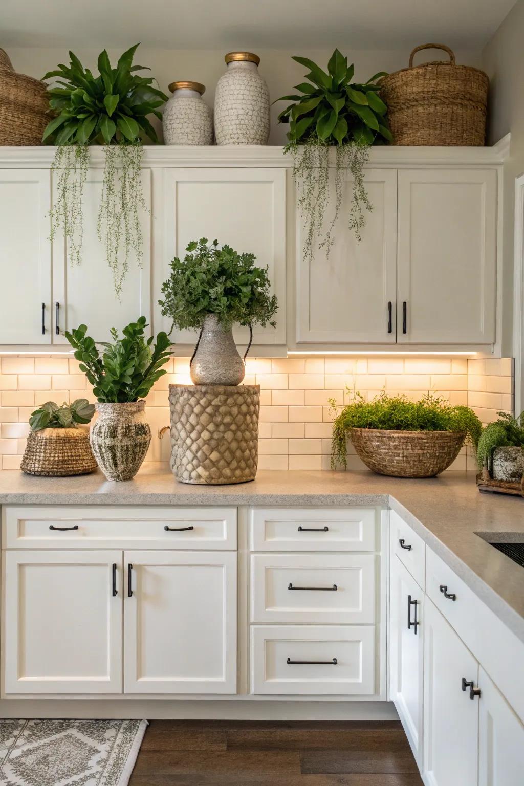 Accomplish an even aesthetic through symmetric ornamental arrangements.