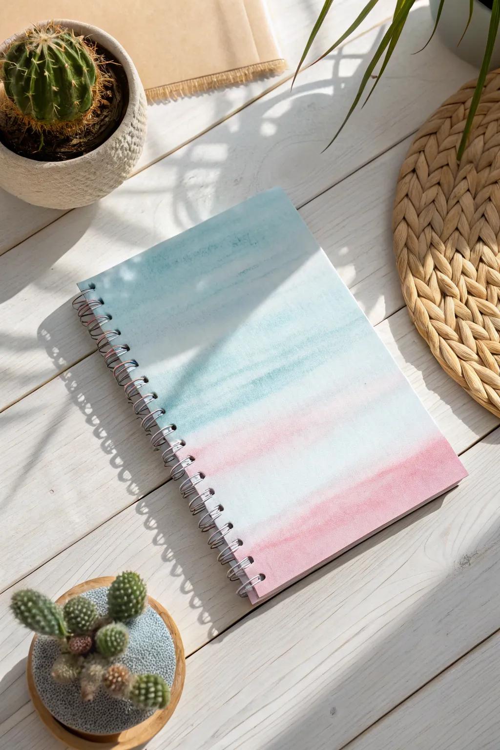 Transform your notebook into an ethereal masterpiece using a straightforward blurred paint technique. Ideal for the minimalist at heart.