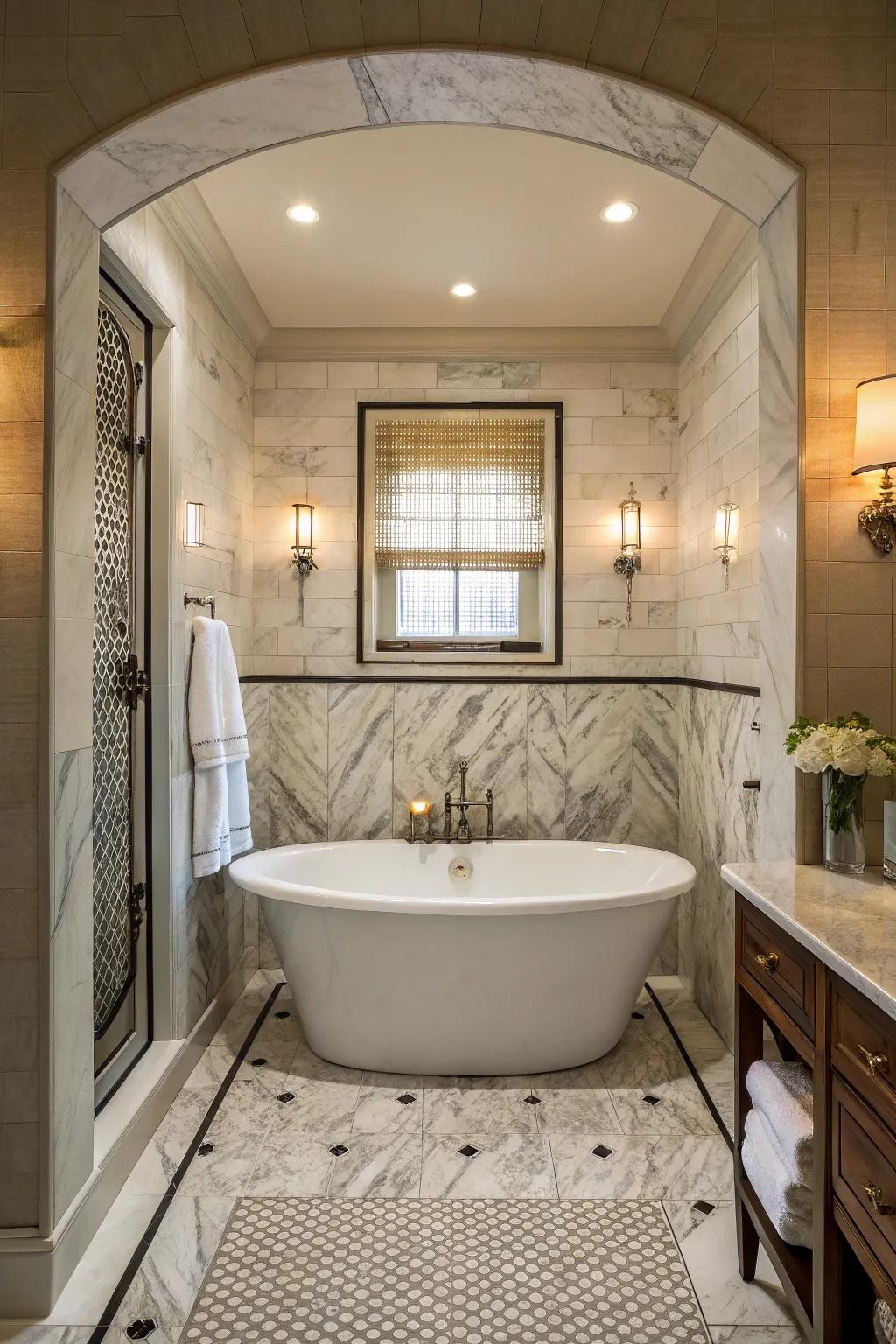 Experience luxury with an independent tub in your alcove.
