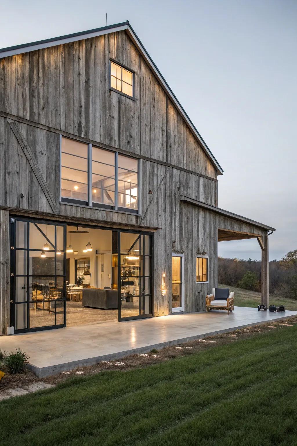 Barn-style residences: where rural charm meets sophisticated refinement.