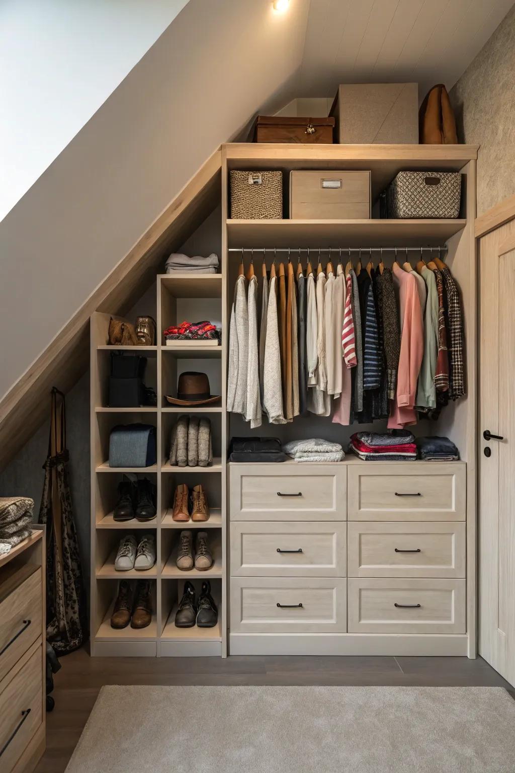 Balance display and privacy with mixed storage solutions.