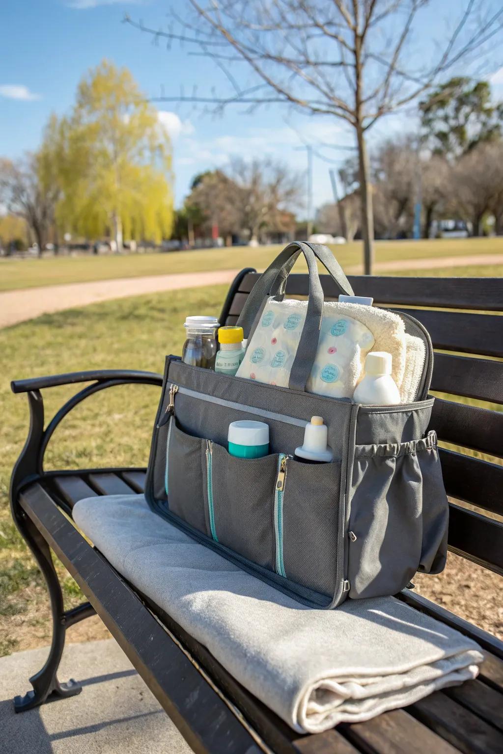 A chic nappy bag ready for any outing.
