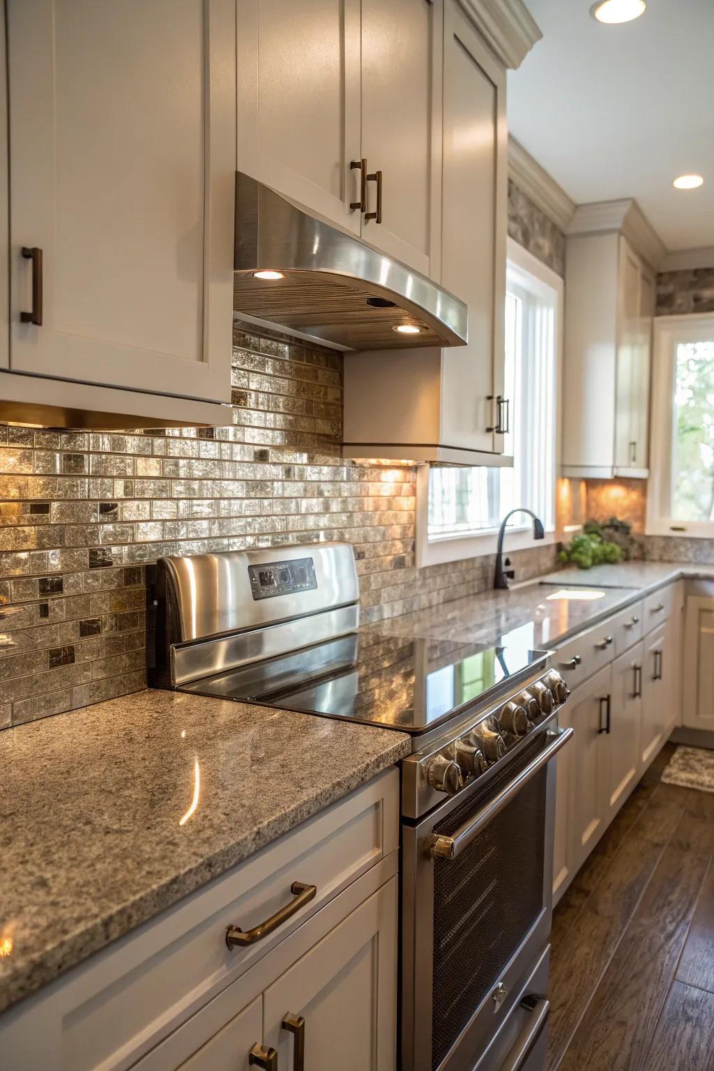 Shiny bricks add a touch of luxury to mystic earth stone.