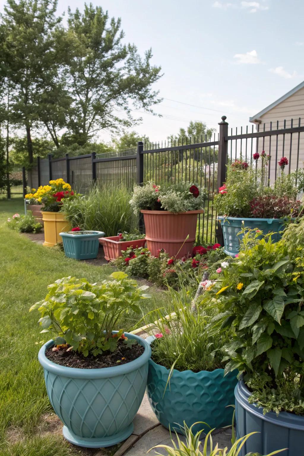 Container gardening provides flexibility and variety.