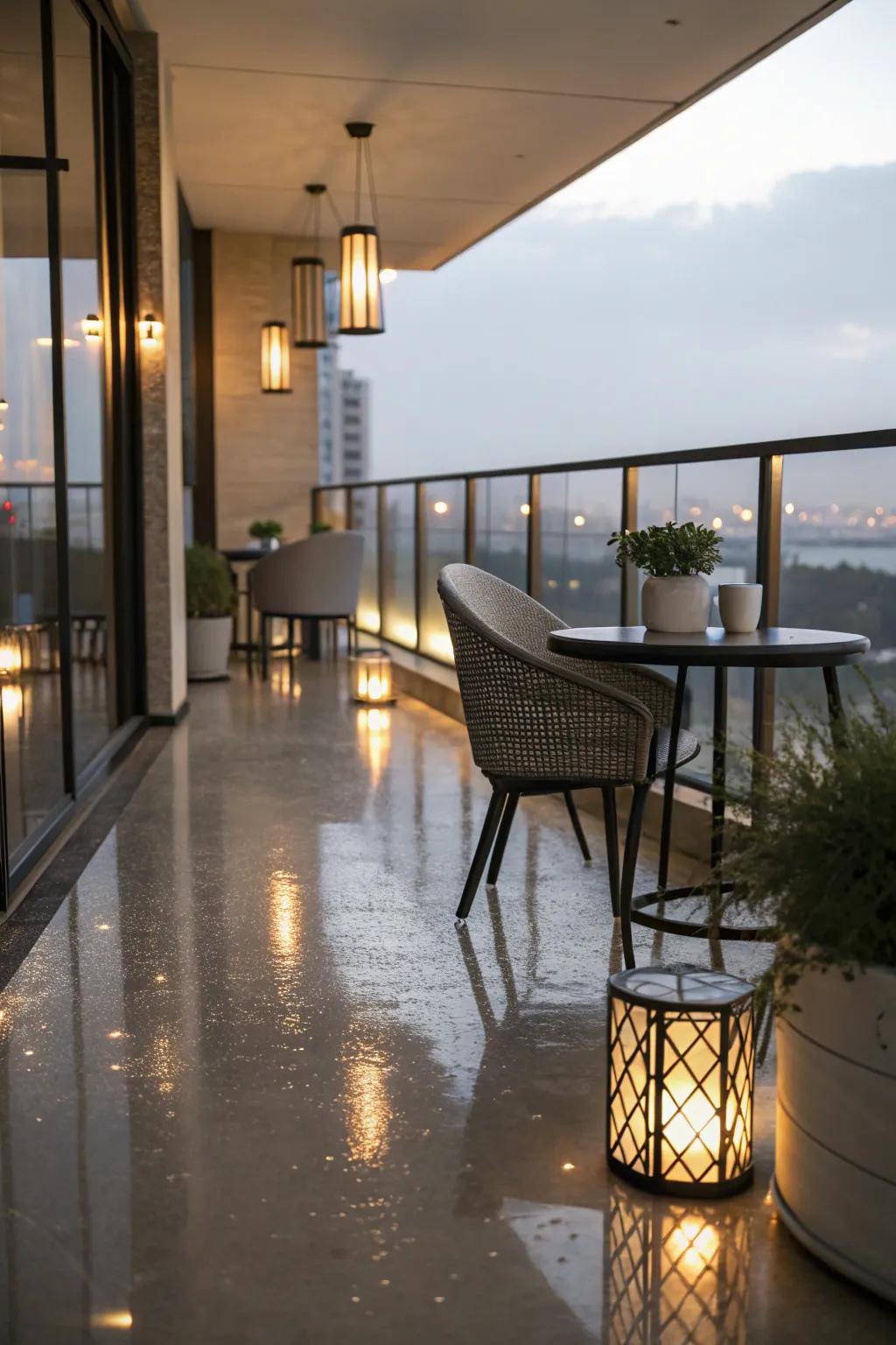 Epoxy flooring offers a sleek and modern appearance, perfect for today's balconies.