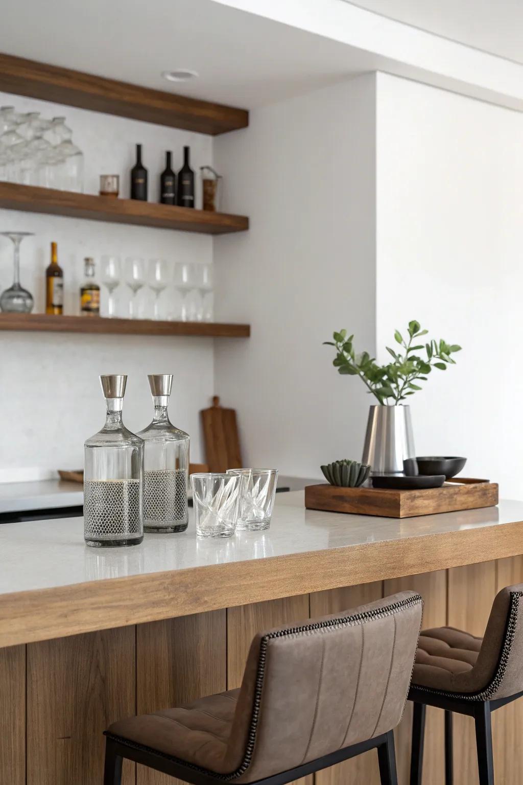 Simple decorations create a peaceful and uncluttered space.