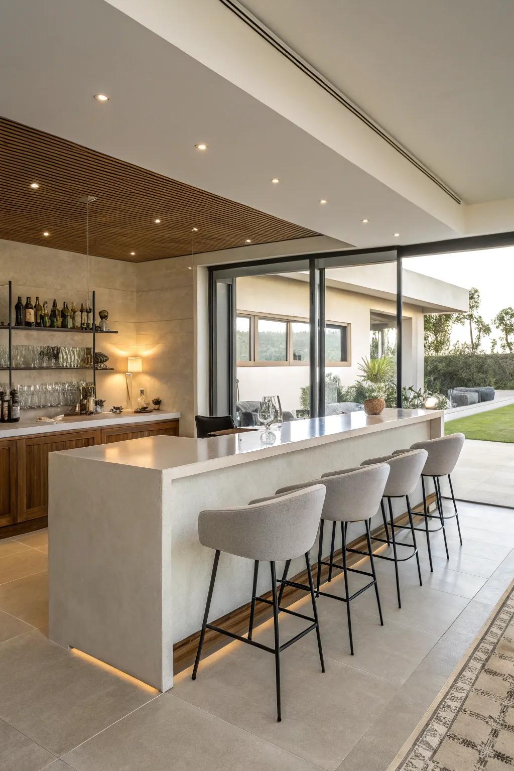 A minimalist design maintains your bar stylish and uncluttered.