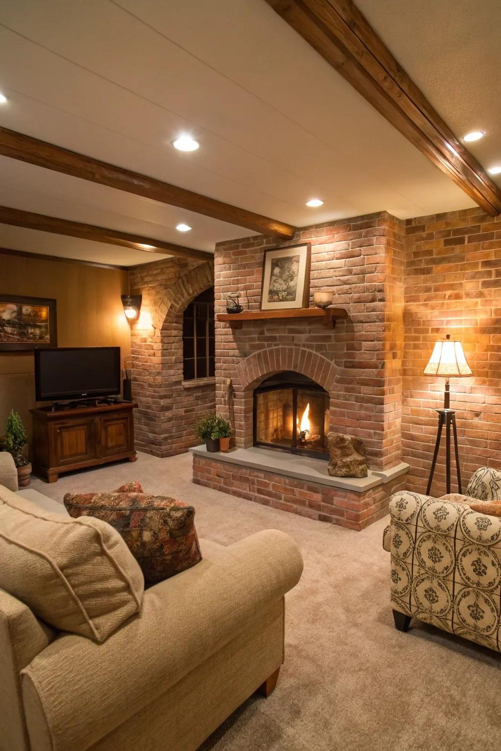 Brick accents bring warmth and character.