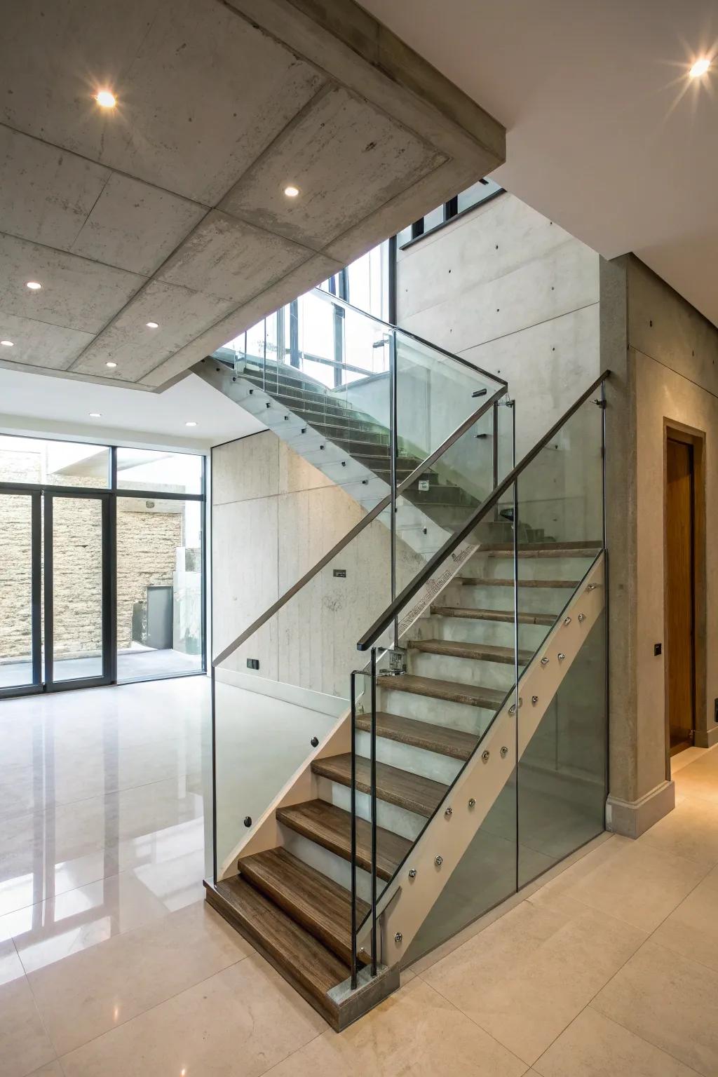 Glass screen guards offer safety while maintaining the openness of the space.