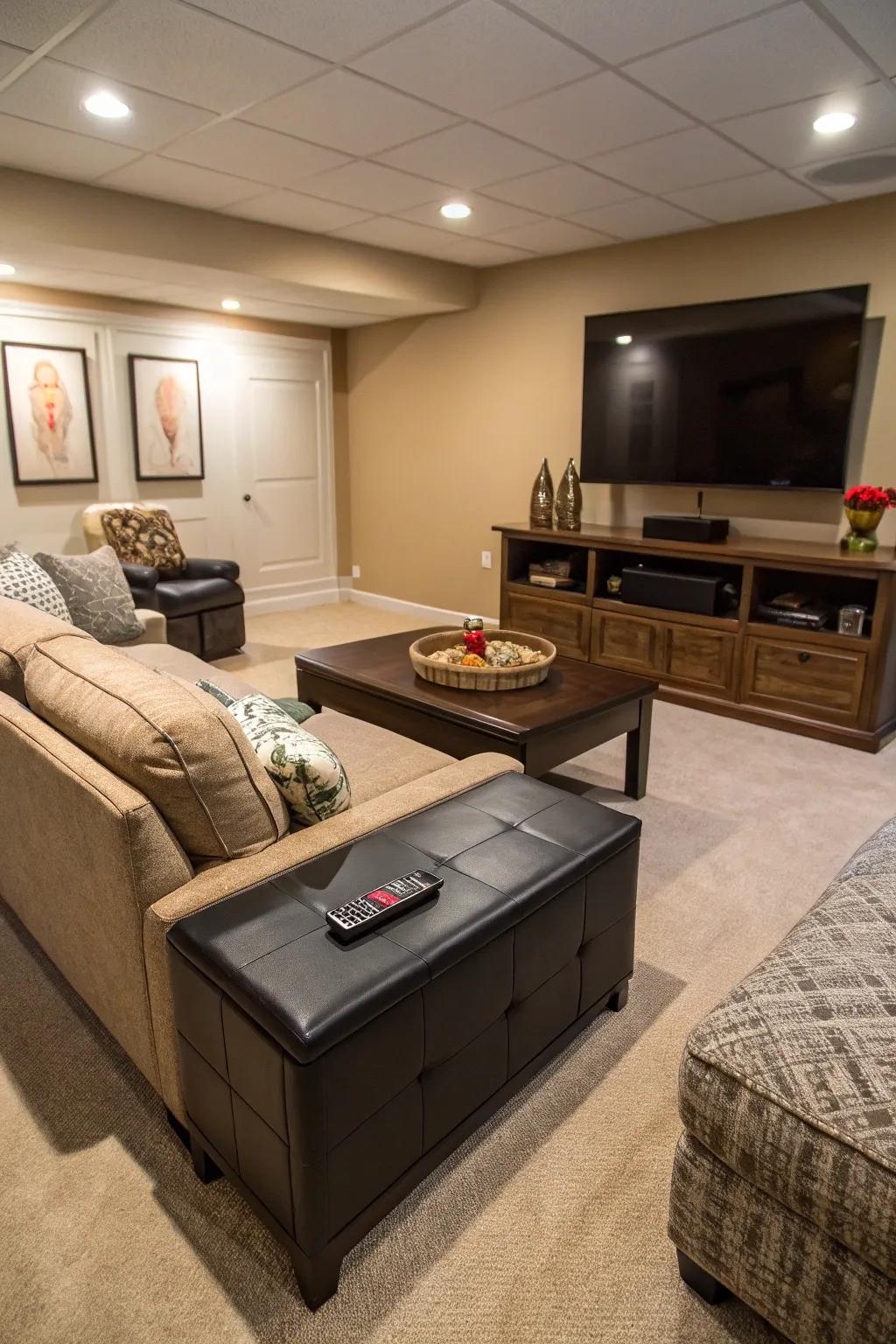 Versatile furniture maximizes space and utility.