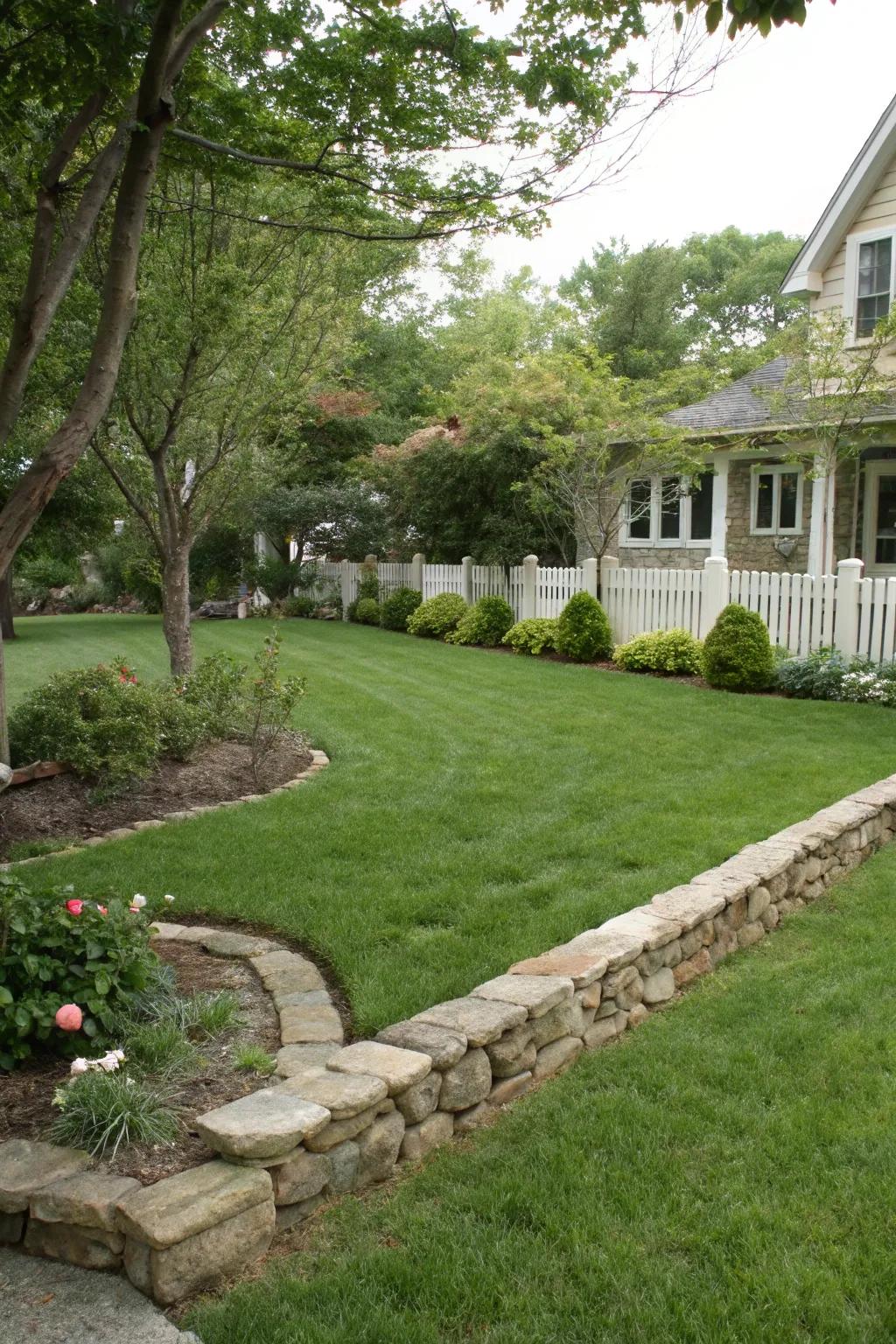 Edging keeps the lawn tidy and distinctly defined.