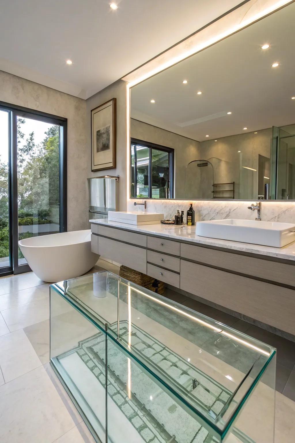Vitreous countertops bring lightness and elegance to your bathroom.