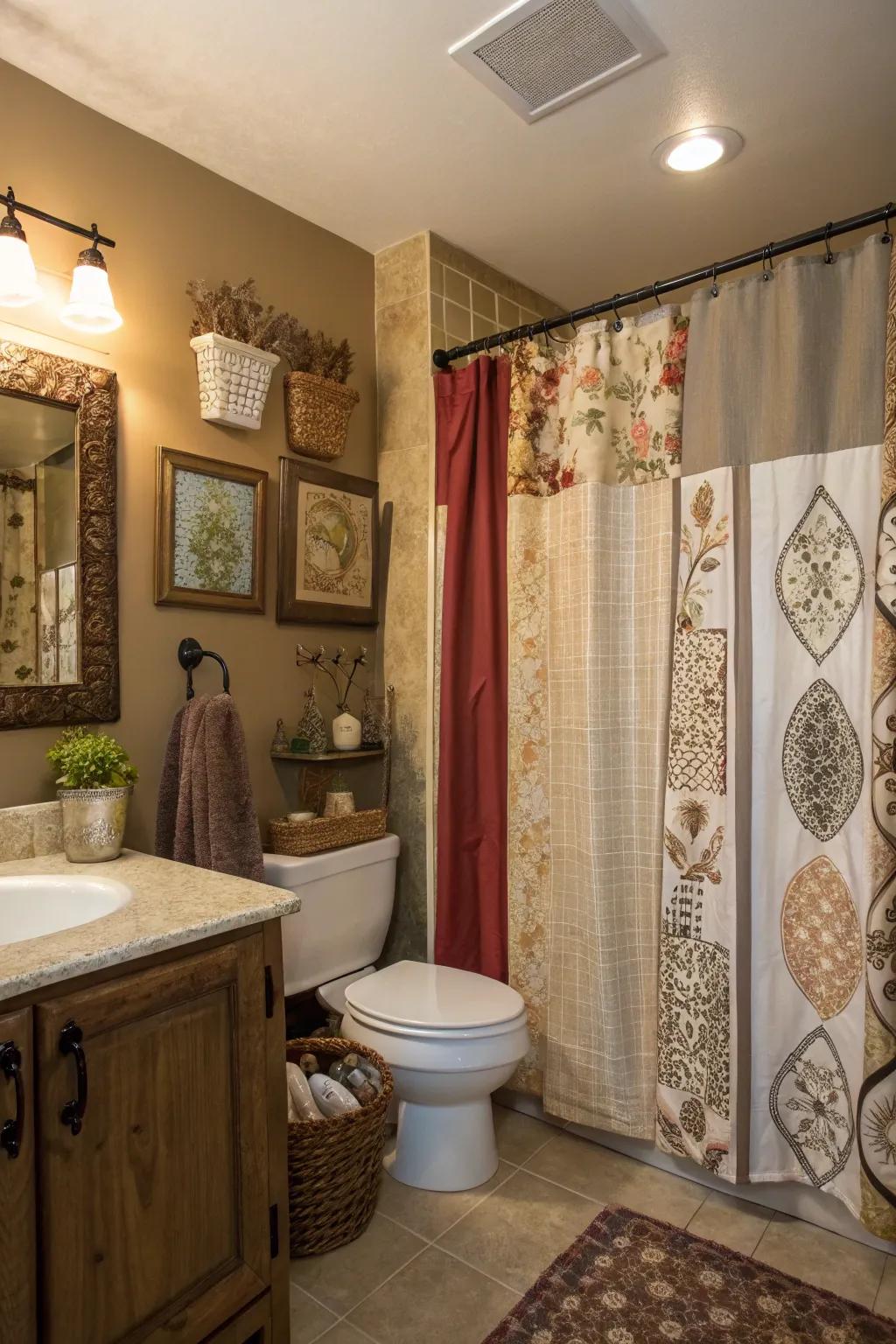 Blend and harmonize styles for a singular and eclectic washroom appearance.