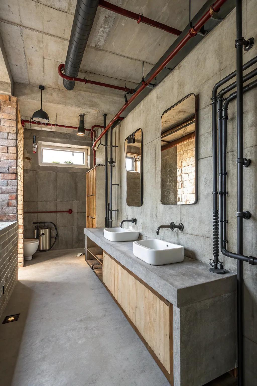 A urban-chic lavatory arrangement that stands out with its distinctive style.