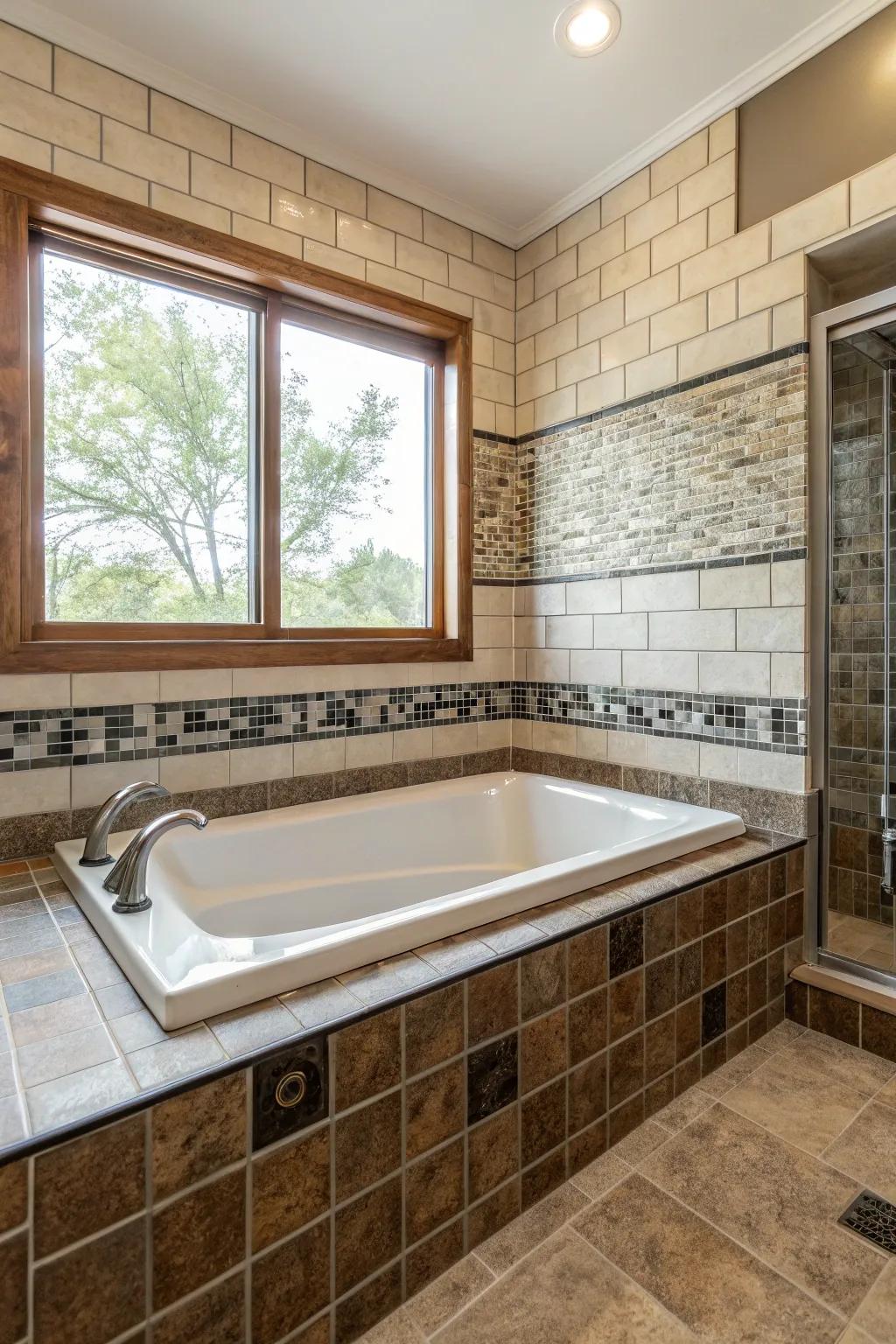 Enhance depth by mixing smooth and shiny textures.