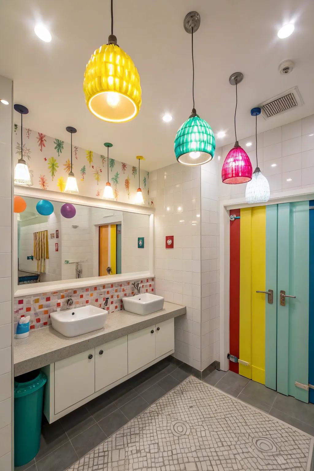 Vibrant lights fill your bathroom with character and charm.