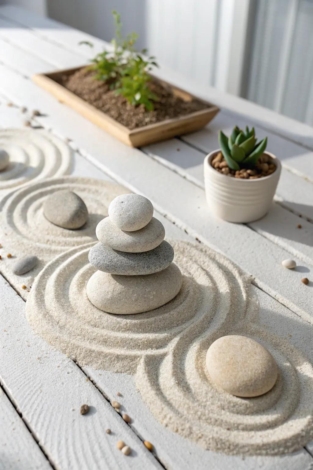 Create your individual haven of serenity using a minimalist garden of reflection filled with shoreline stones, ideal for adding a sense of calm to your dwelling.