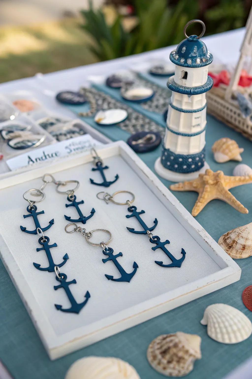 Ocean anchor keychains are practical mementos with a nautical style.