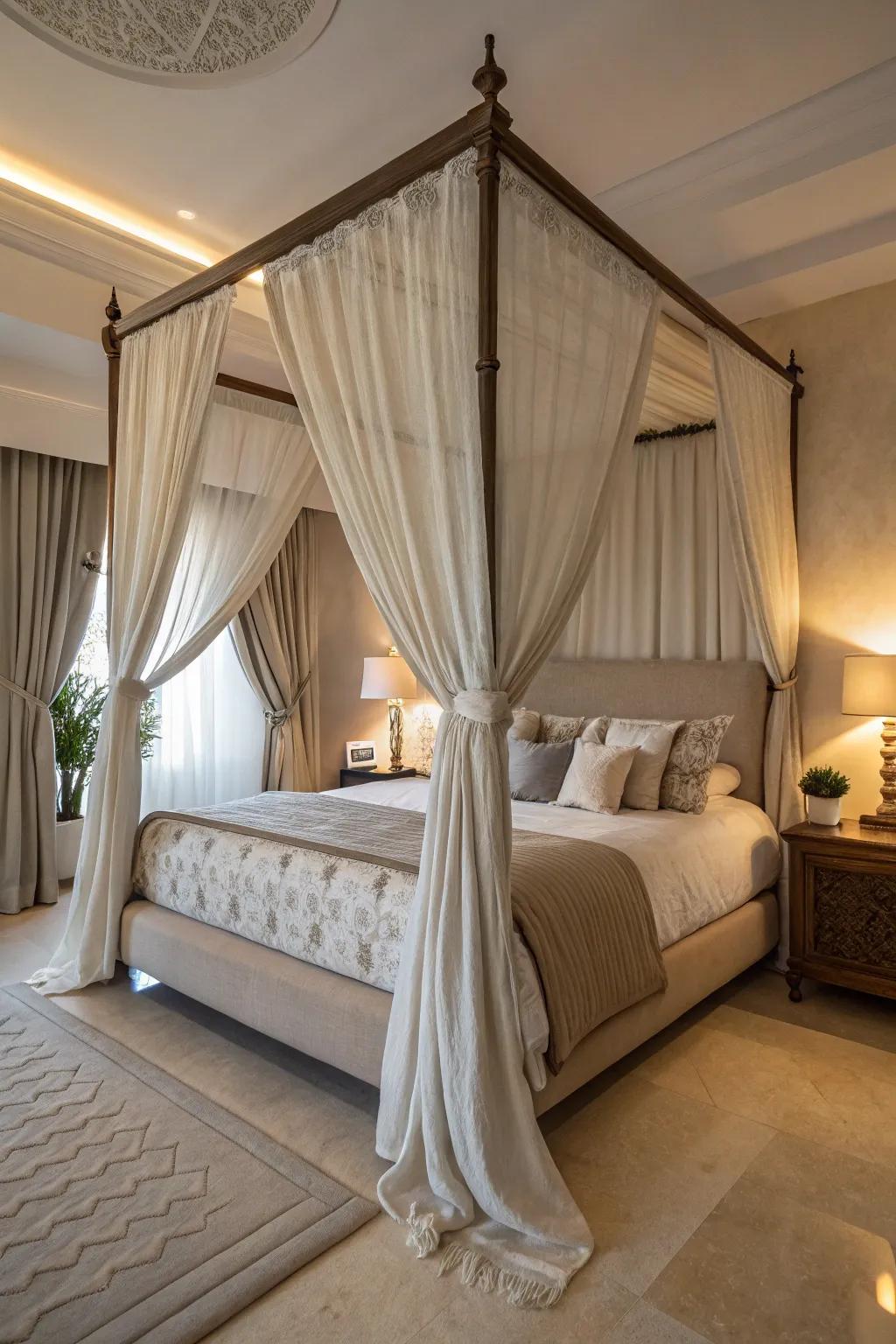 A canopy bed base offers endless customization possibilities.