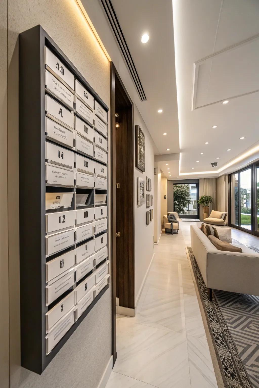With a wall-mounted rack, you can stylishly manage mail and payments.