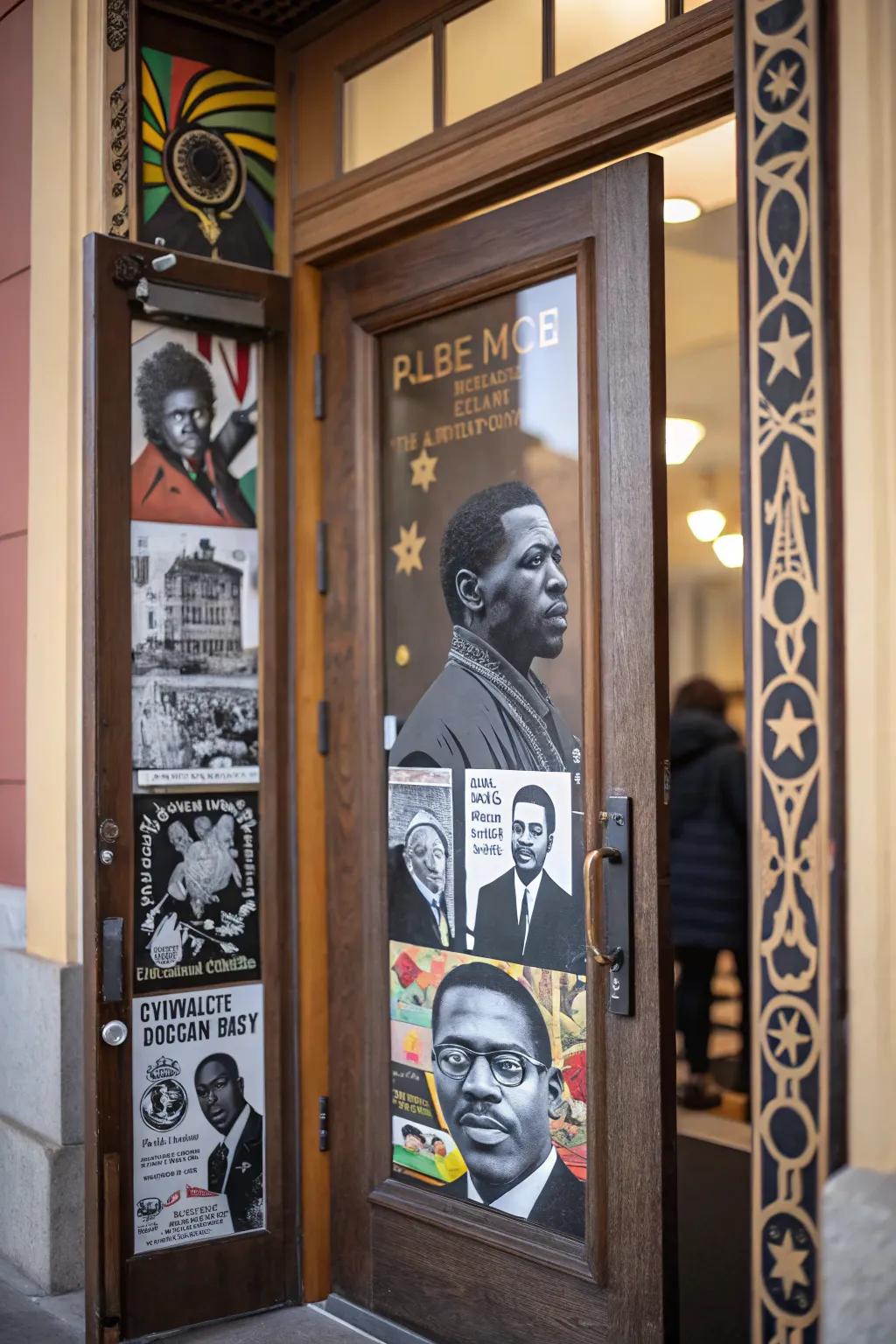 A cultural arrangement door celebrating a continuum of Black accomplishments.