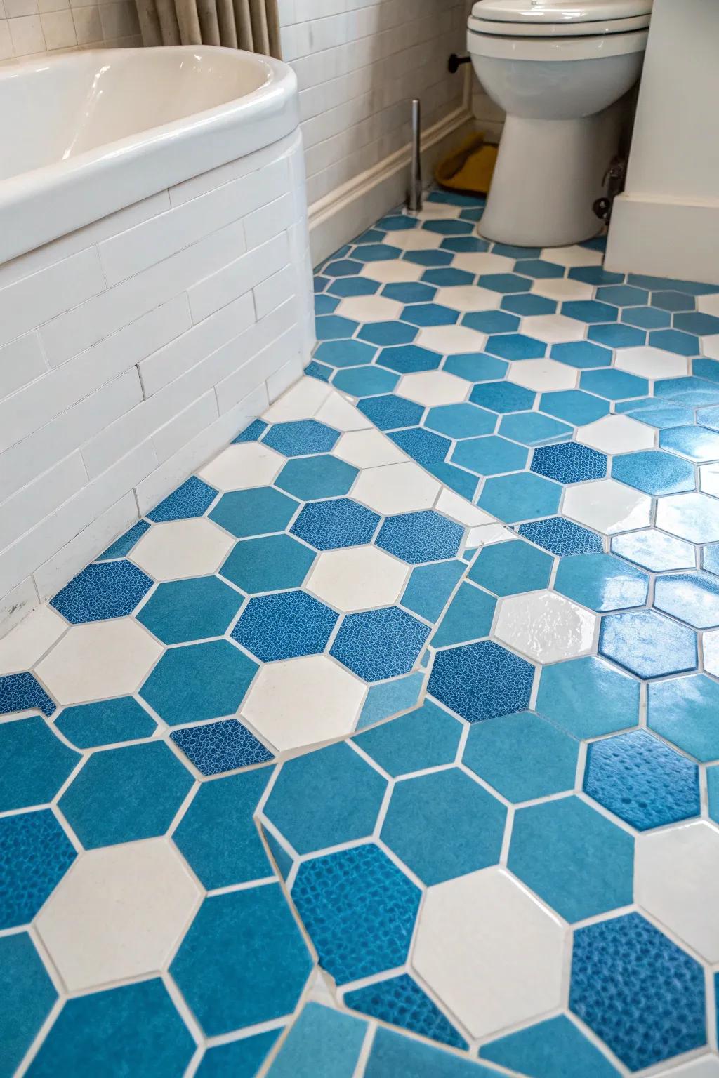 Geometric units provide a spirited yet refined atmosphere to your washroom.