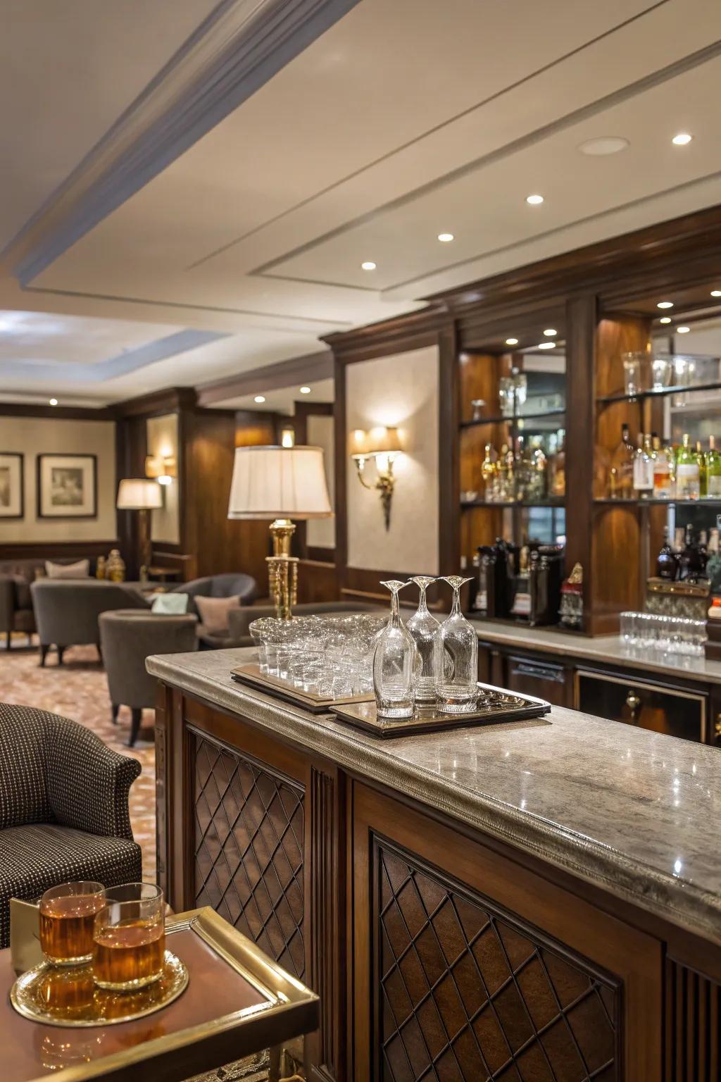 A specialized zone for service enhances utility and style.