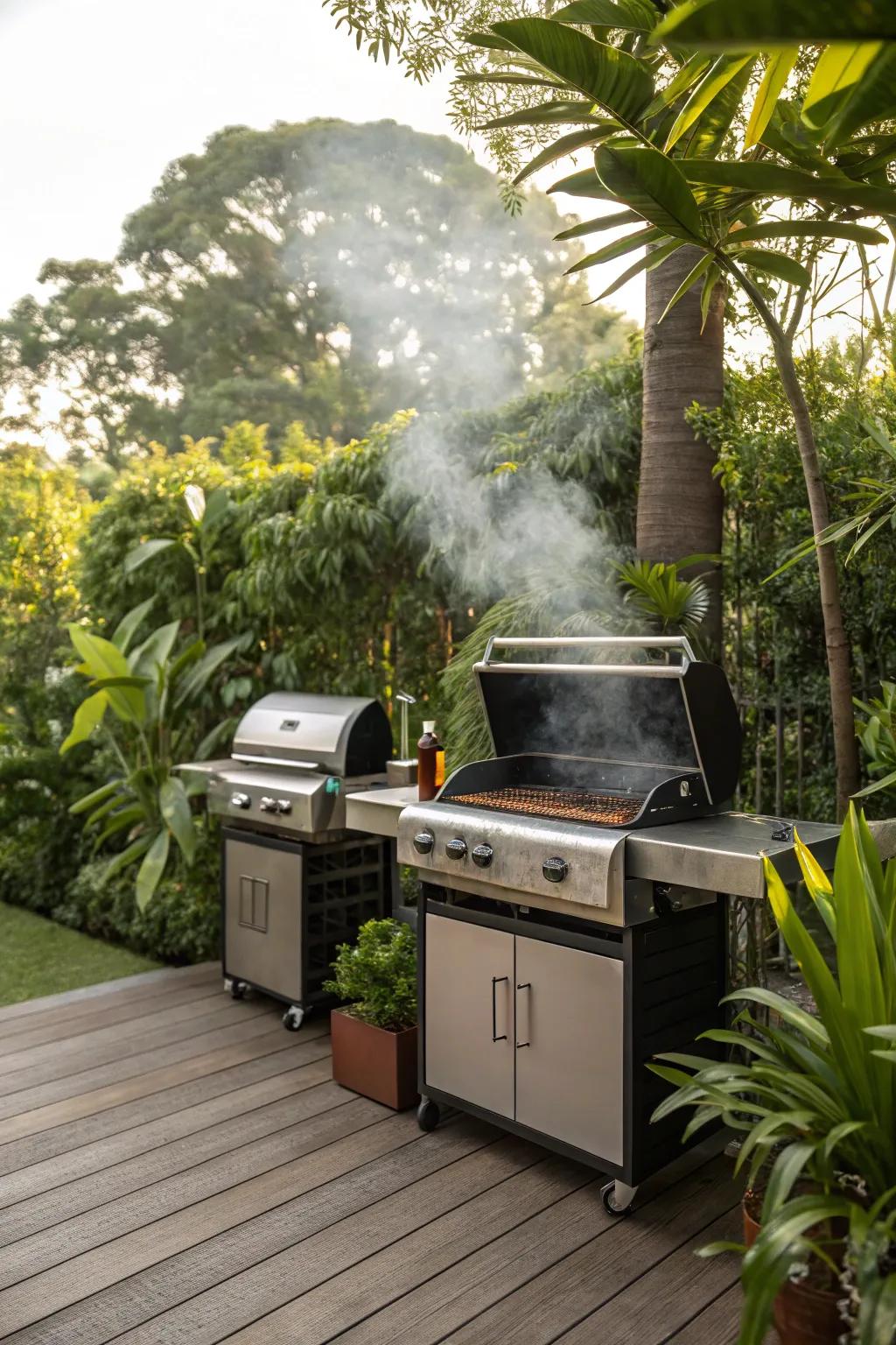 Dual grills for the ultimate in BBQ flexibility.