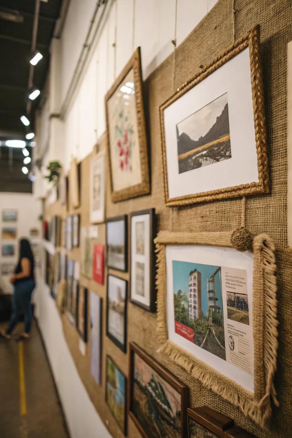 Hessian wall art adds texture and depth to your space.