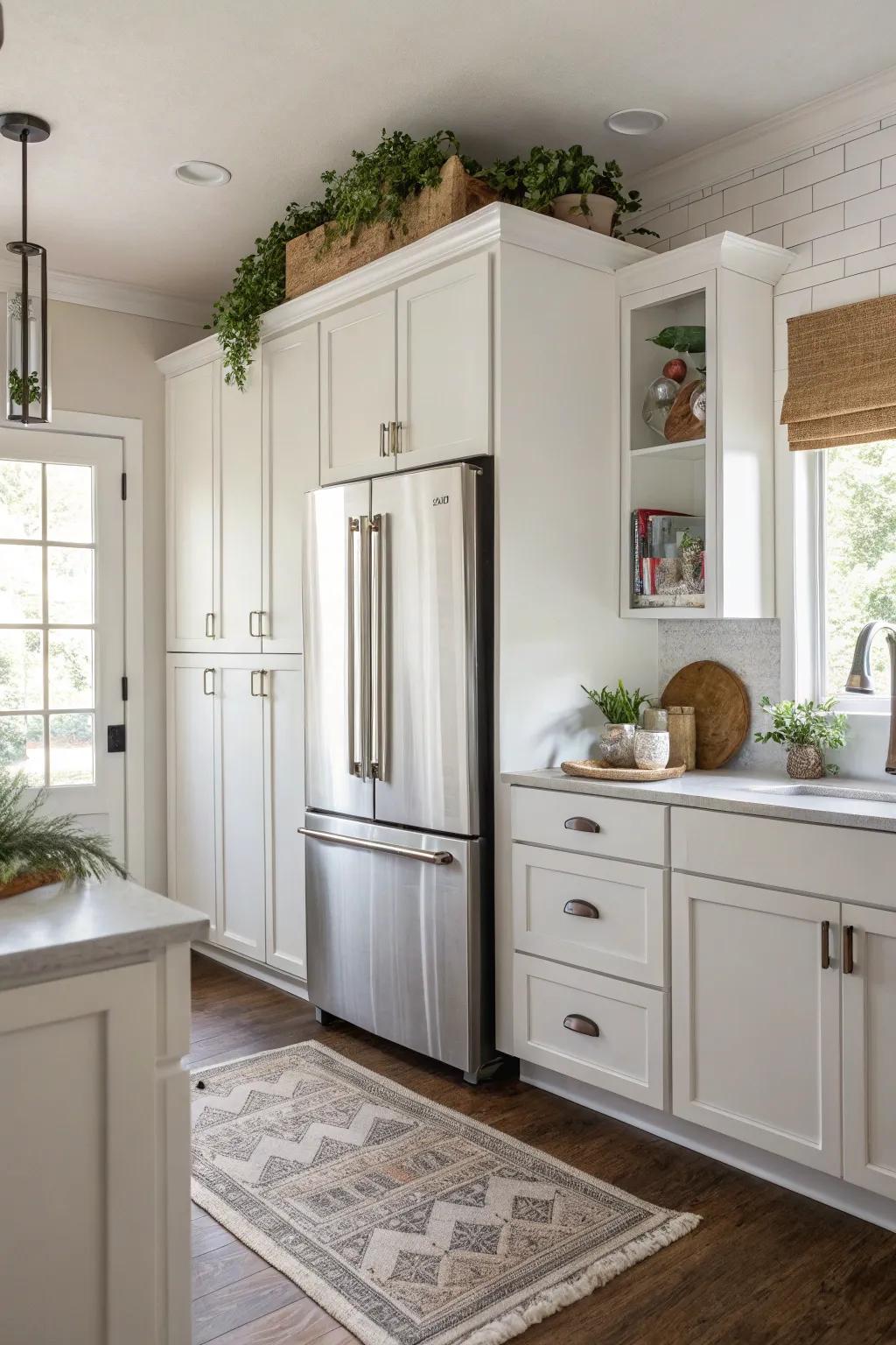 Handle-free cabinets deliver a sleek and modern aesthetic.