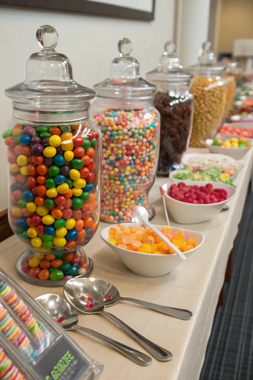 Discount store discoveries can be economical and stylish additions to your candy buffet.