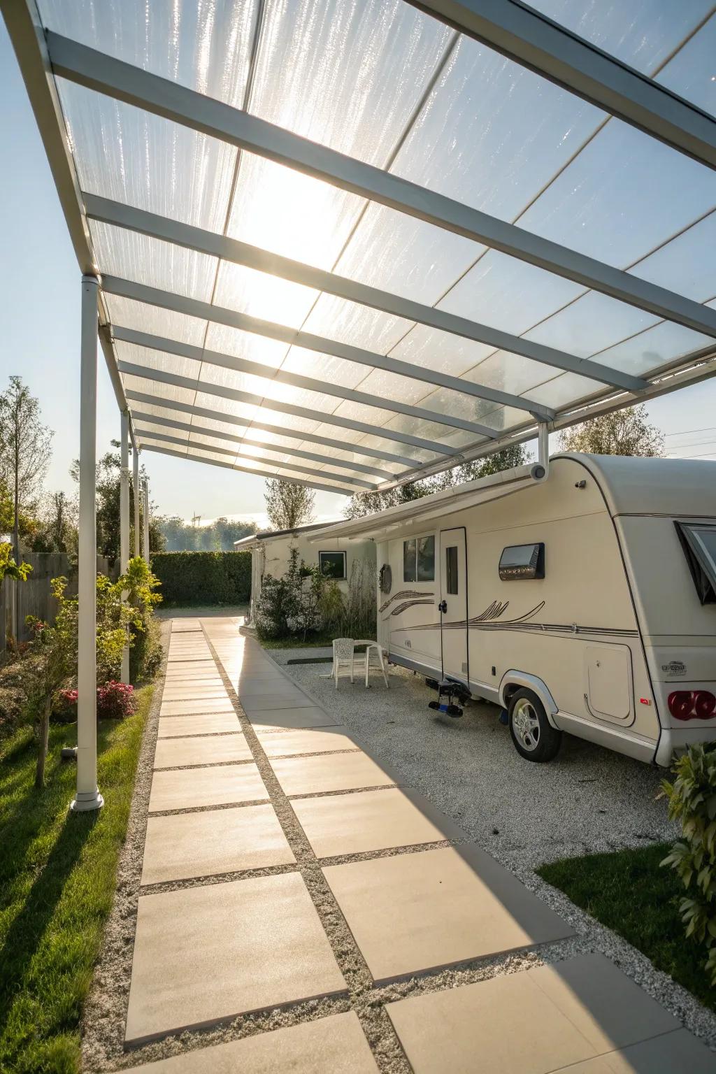 See-through segments create a radiant and welcoming shelter.