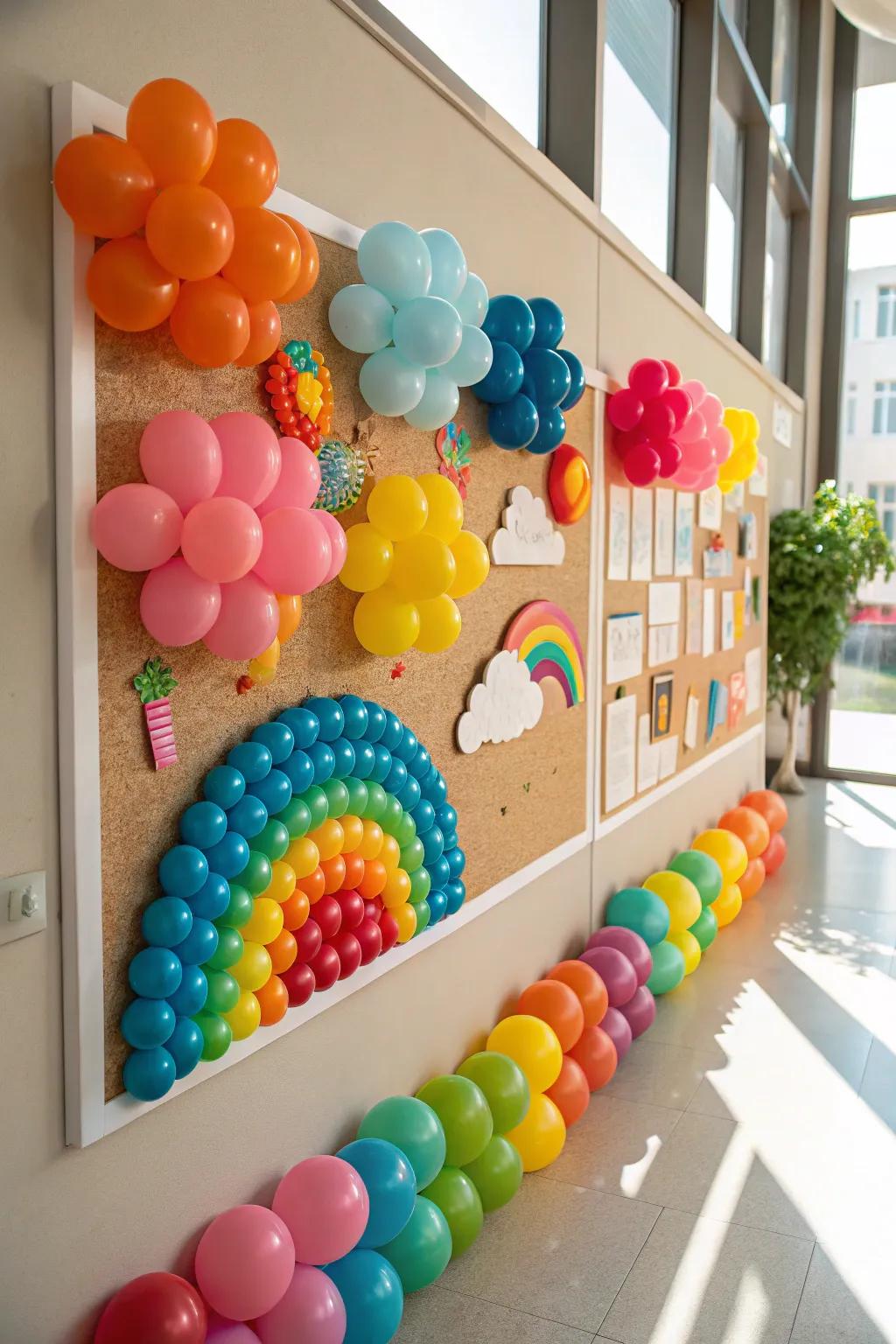 Balloons include a playful and joyful measurement to the fair-themed board.