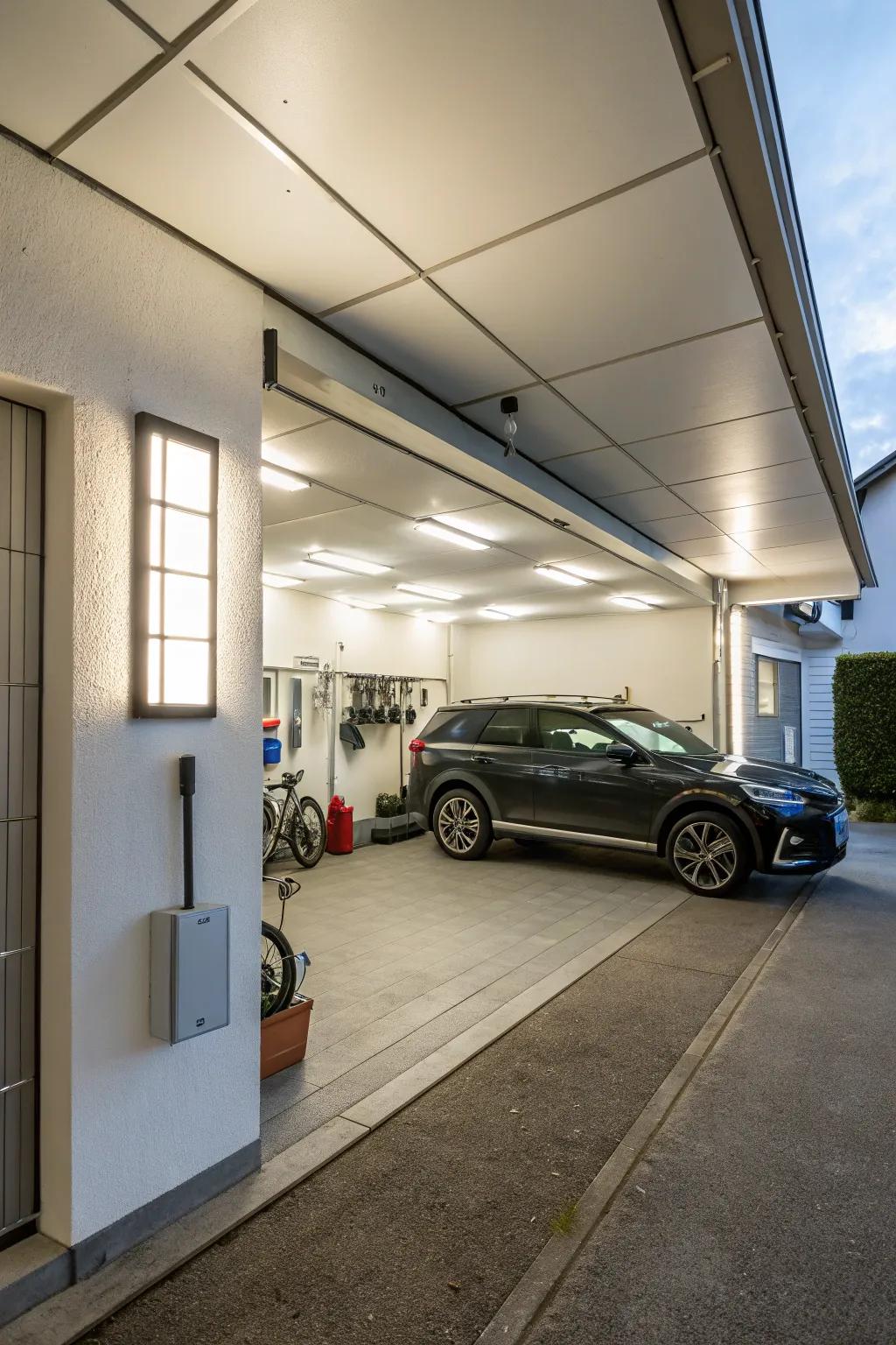 Wall-affixed LED sheets provide a sleek lighting answer.