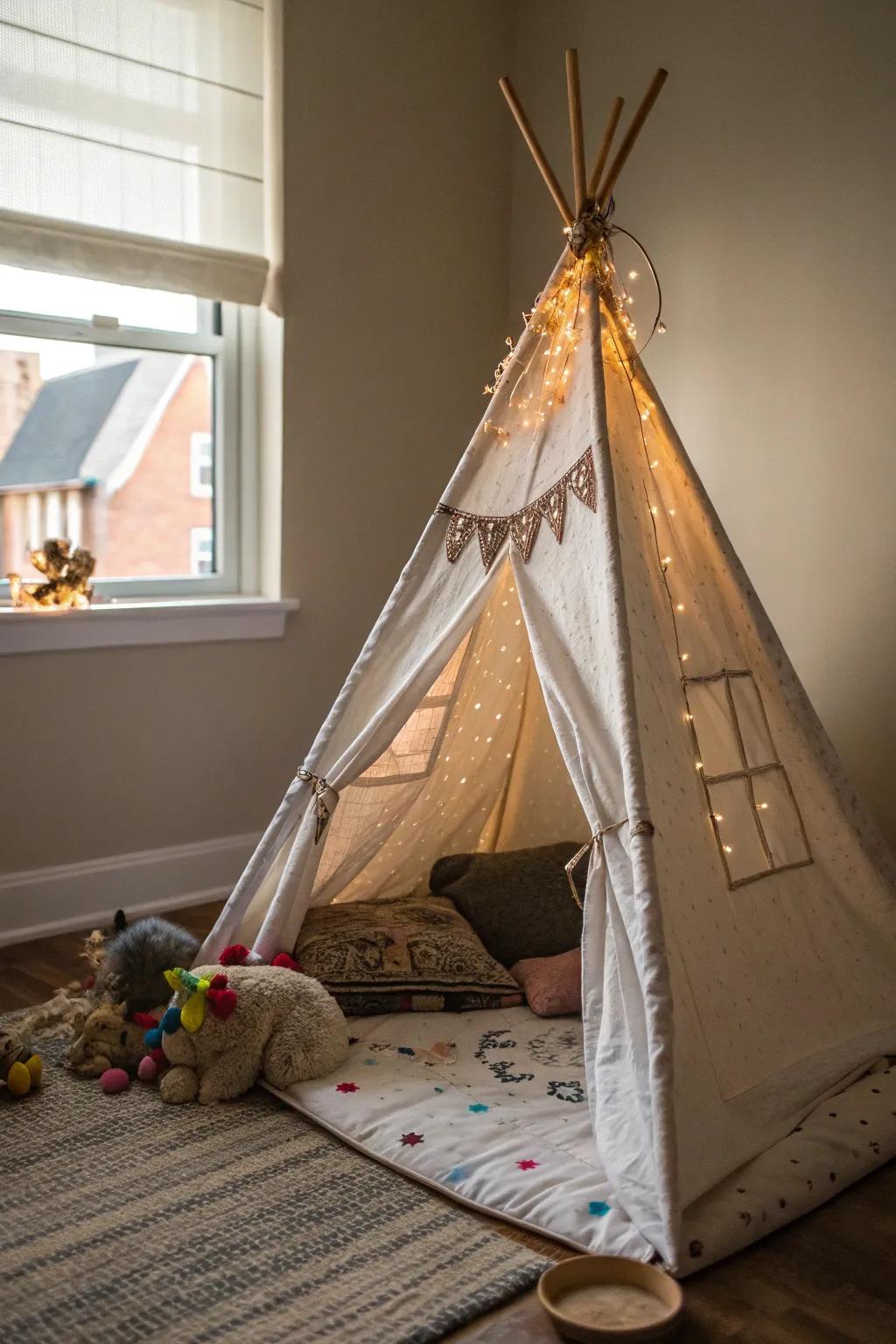 A cozy cat teepee tent providing a snug hideaway.