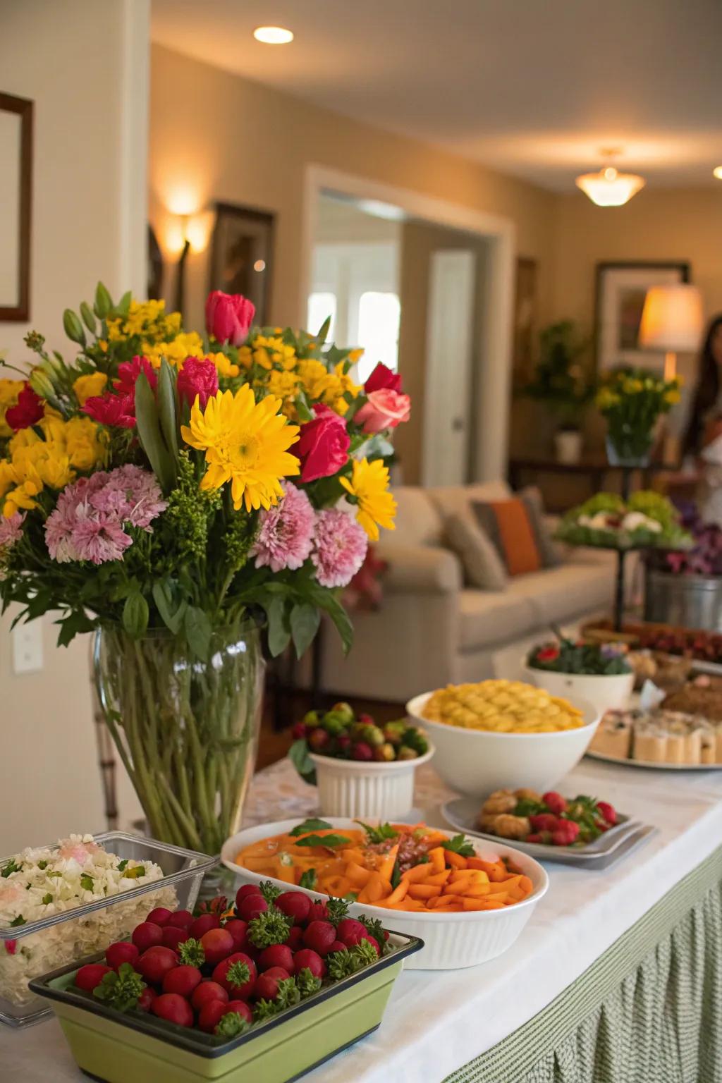 Fresh flowers offer vitality and color.