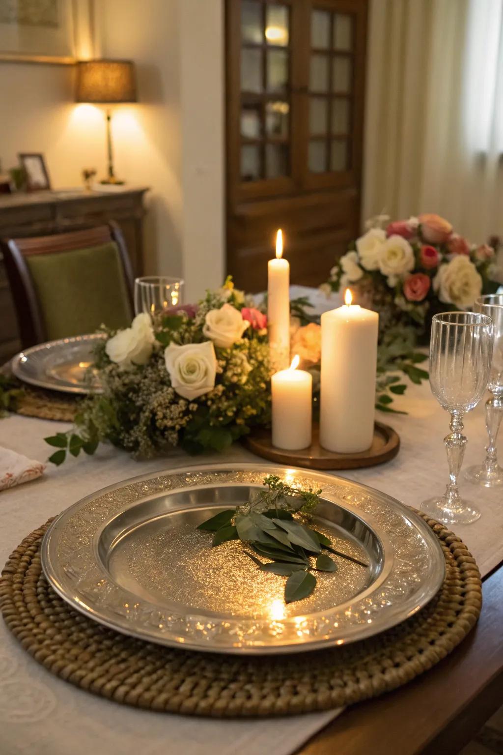 Gorgeous radiance featuring a steel plate centerpiece foundation.