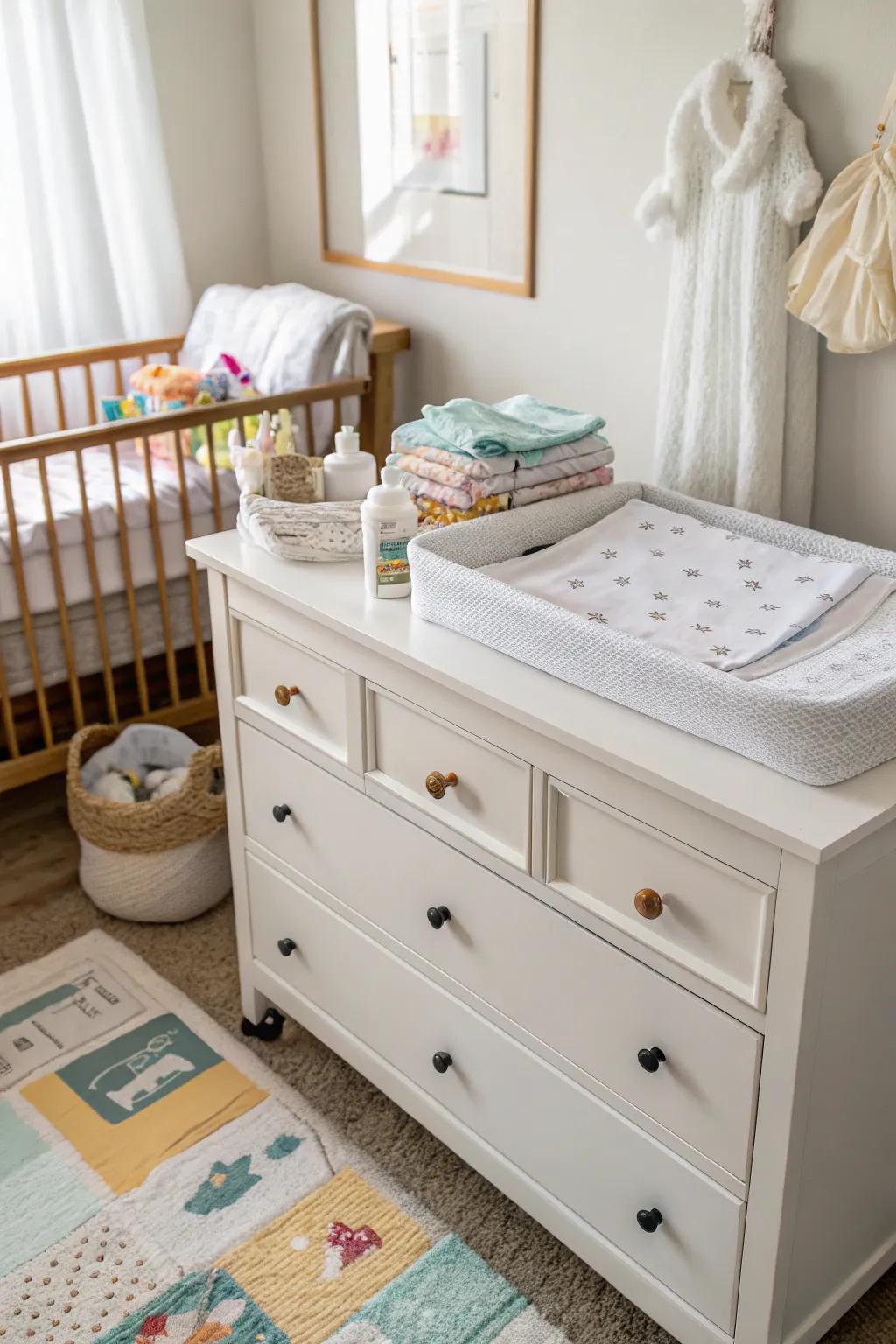 A dresser also works as a practical and stylish changing area.