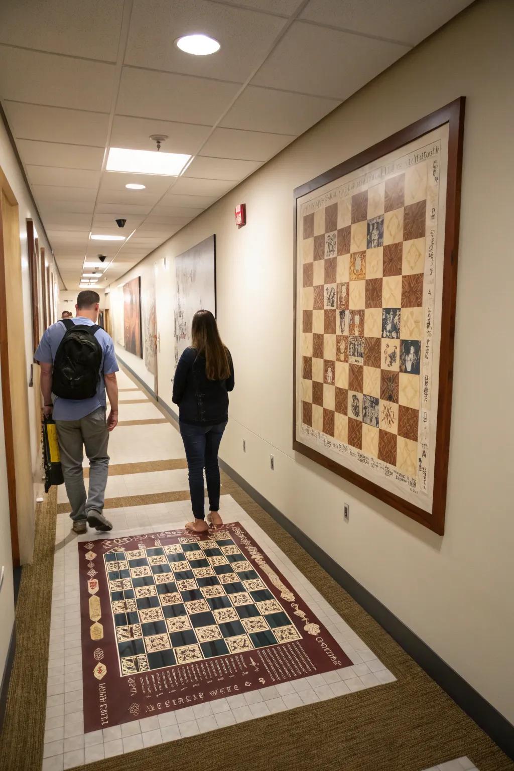 A wall chessboard is both engaging and elegant.