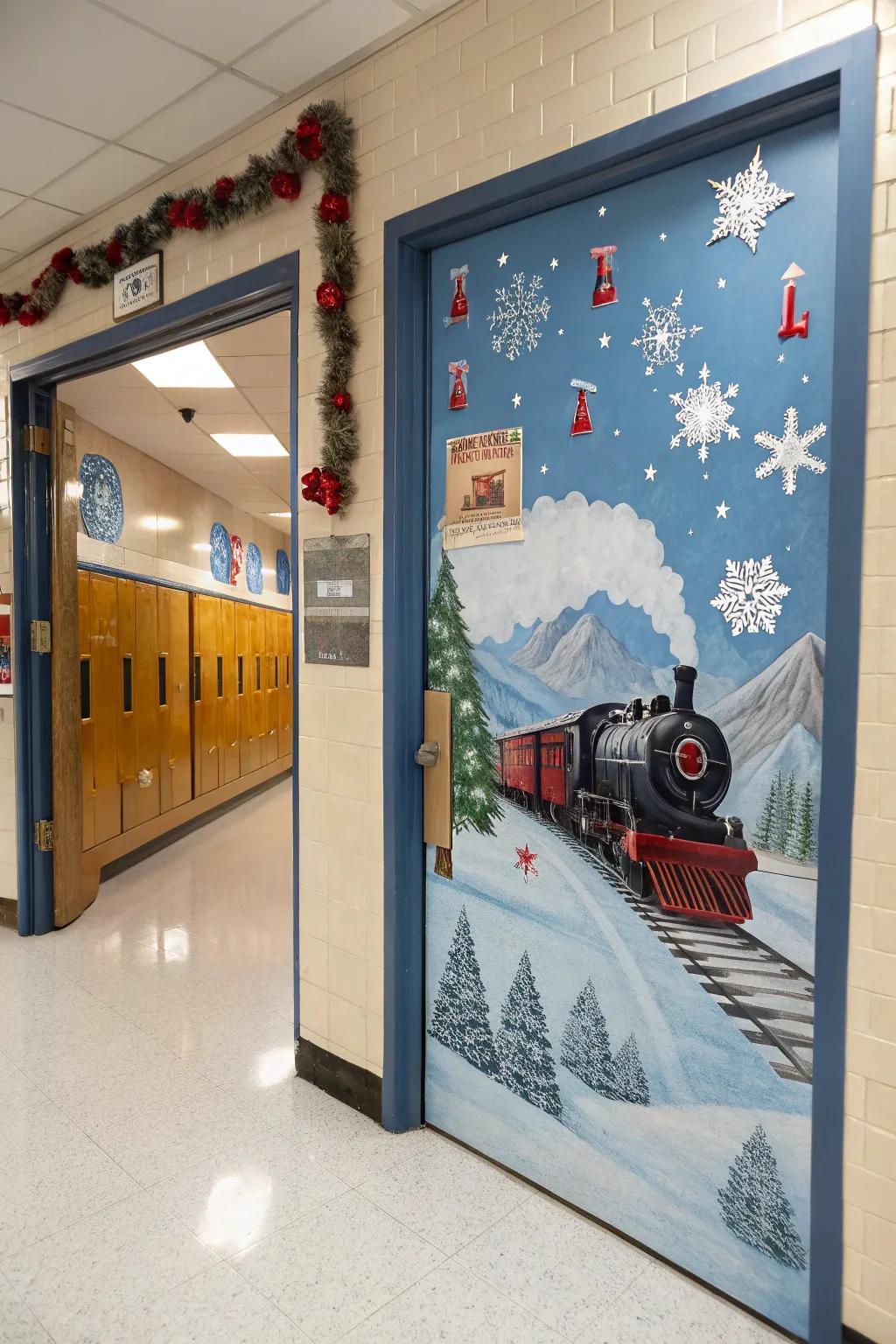 All aboard the Arctic Express featuring this celebratory gateway.