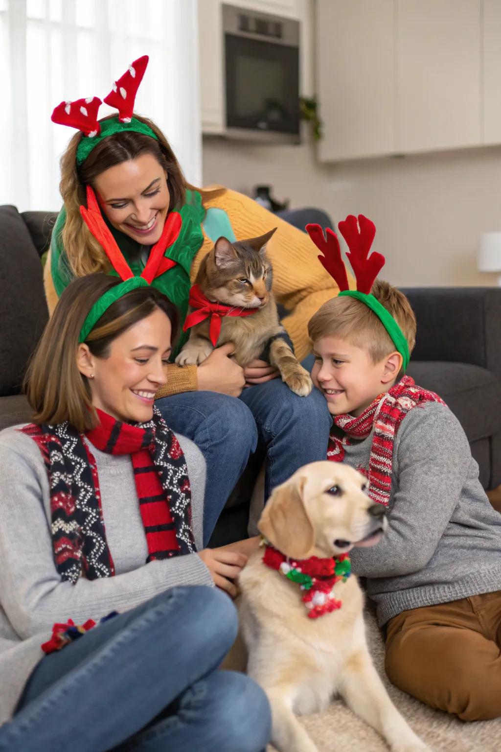 Pets add an extra layer of affection to family photos.