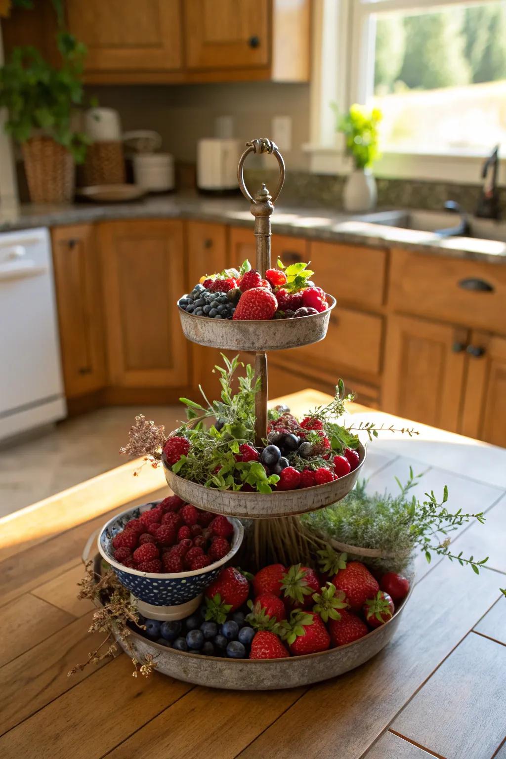 Mother Nature's abundance: A natural and festive multi-level display.