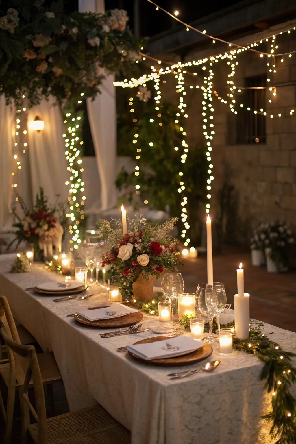 Pixie lights bring a sparkling magic to the table.