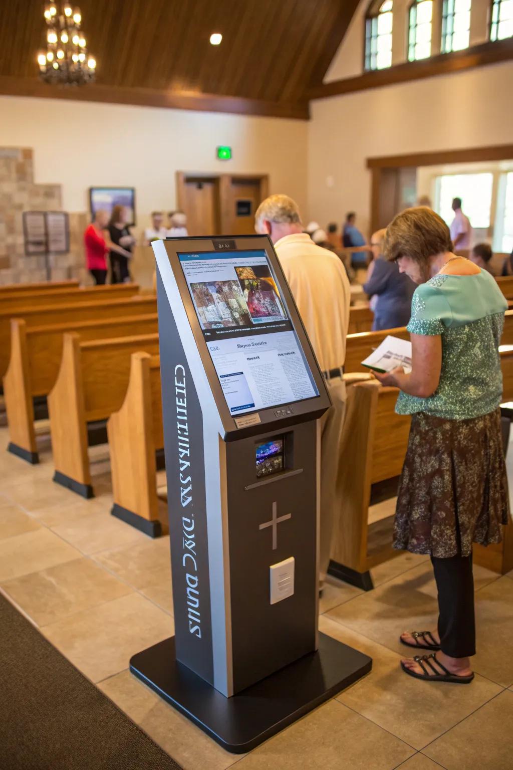 Interactive kiosks offer a modern touch to visitor engagement.